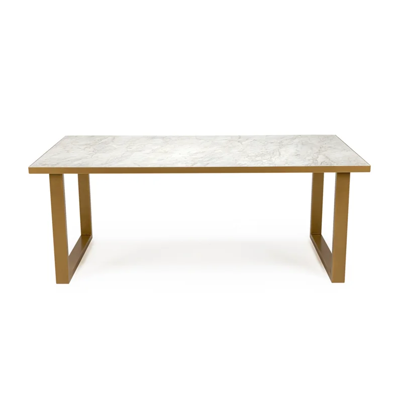 Tijdelijk Beschikbaar Stalux Eettafel ‘Joop‘ 240 x 100cm, kleur goud / wit marmer