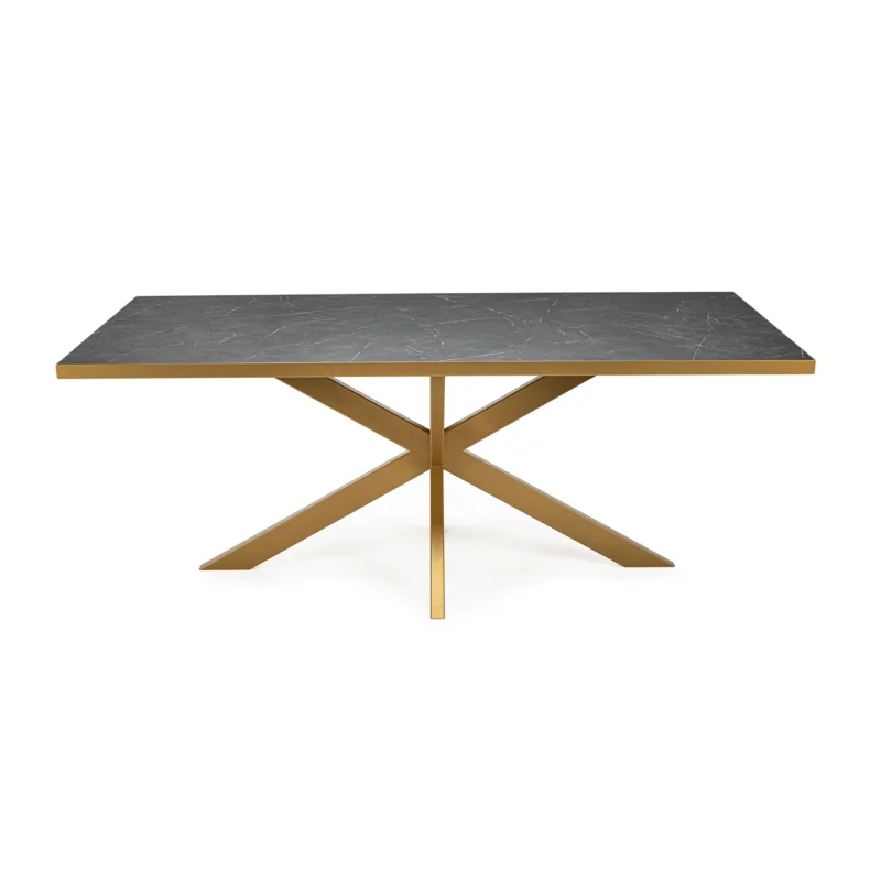 Superprijs Stalux Eettafel ‘Gijs‘ 240 x 100cm, kleur goud / zwart marmer