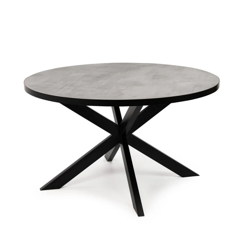 Stalux Ronde eettafel ‘Daan‘ 148cm, kleur zwart / beton Seizoensaanbieding