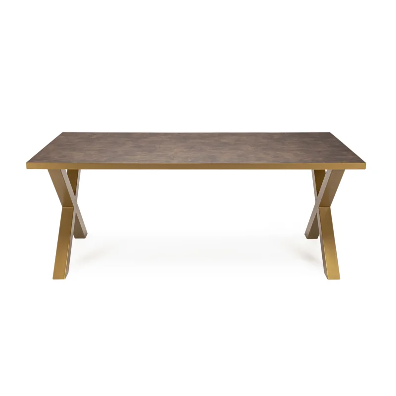Stalux Eettafel ‘Roos‘ 200 x 100cm, kleur goud / lederlook bruin Aanbieding