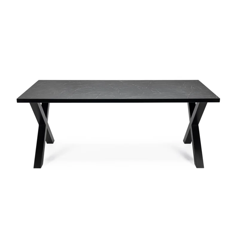 Stalux Eettafel ‘Roos‘ 200 x 100cm, kleur zwart / zwart marmer Koopje