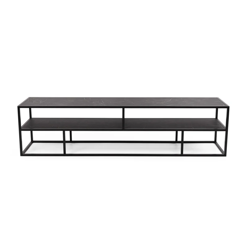Stalux Tv-meubel ‘Luuk‘ 200cm, kleur zwart / zwart marmer Snelle Levering