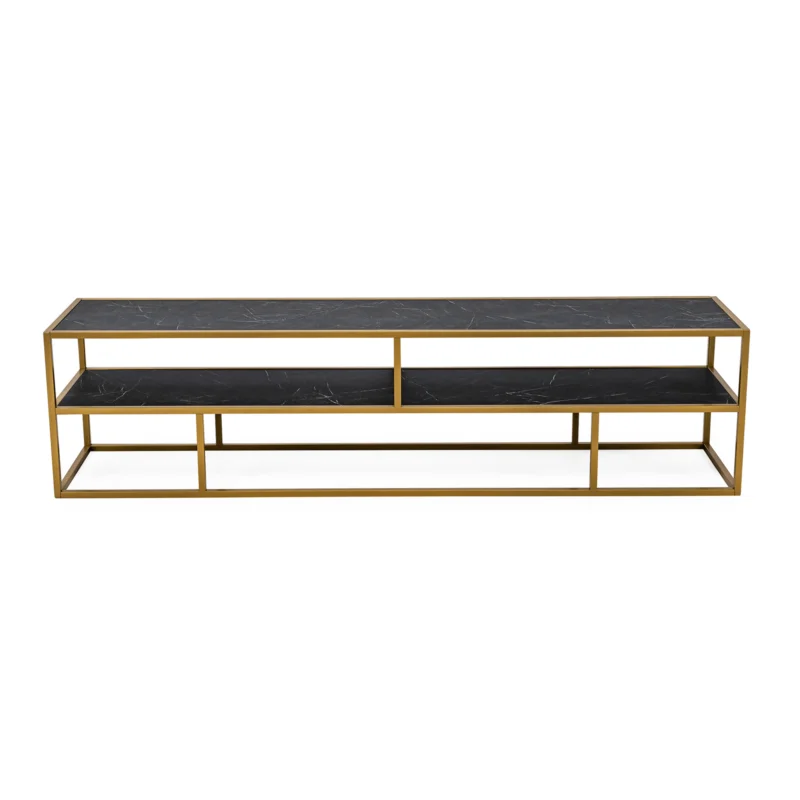 Stalux Tv-meubel ‘Luuk‘ 200cm, kleur goud / zwart marmer Bestseller