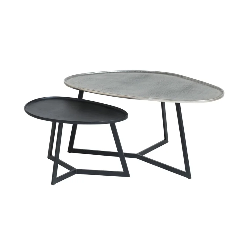 Flitsaanbieding Novato salontafel, set van 2, Silver antique / Black