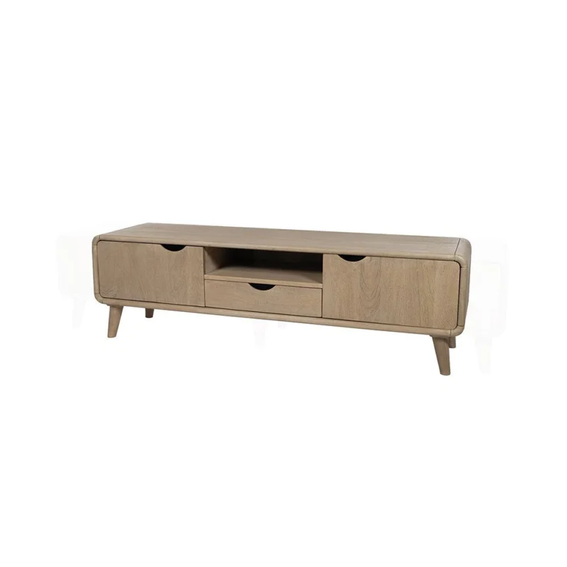 Alleen Vandaag TV dressoir 150 met 2 deuren, 2 lades en 1 open vak, Acacia Wheathered Wood