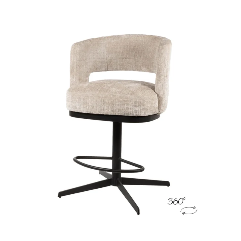 Bruce barstoel - draaipoot 360 - Coco - Salt ‘n Pepper 80 Flitsaanbieding