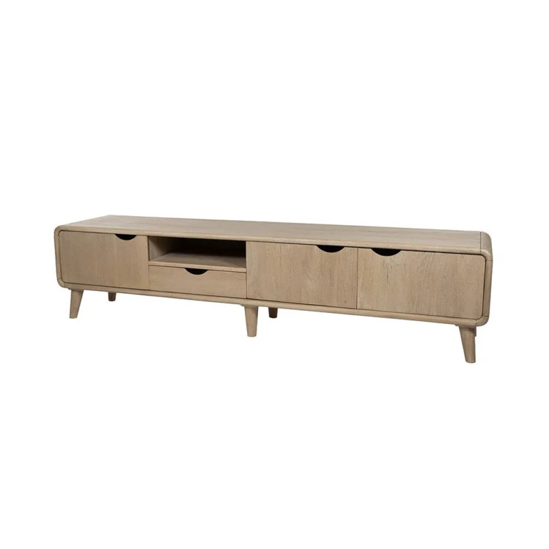 TV dressoir 190 met 3 deuren, 1 lade en 1 open vak, Acacia Wheathered Wood Bestel Nu