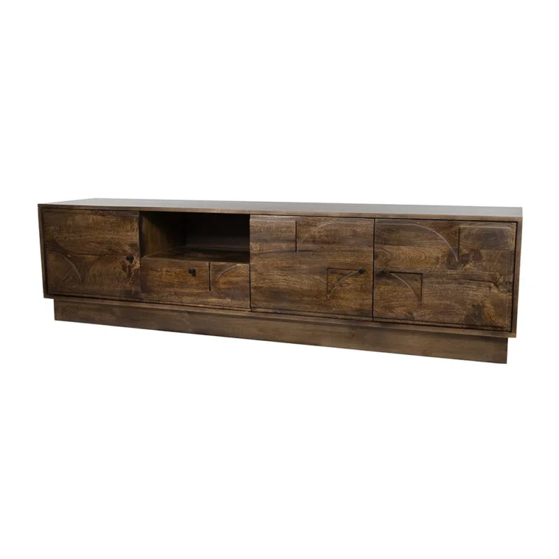 TV dressoir 190 met 3 deuren, 1 lade en 1 open vak, Dark Walnut Koop Vandaag