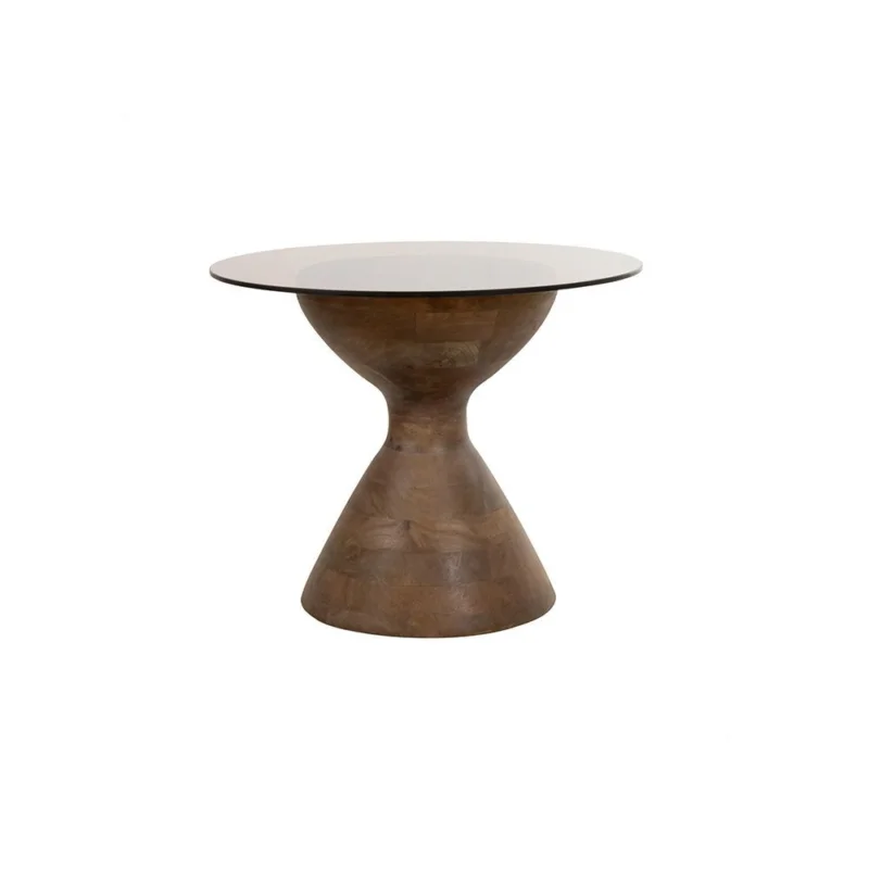 Aanbieding Yves bijzettafel Ø57, H47, Brown Walnut, Smoke glass
