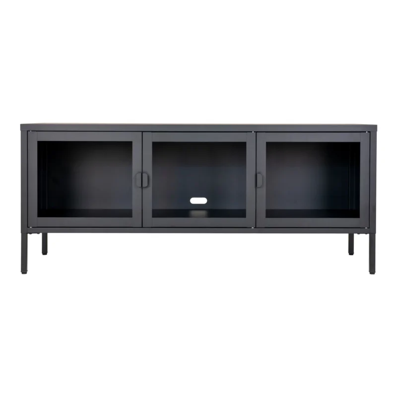 Brisbane TV-Bench - TV-Bench in black with glass doors 40x130x55 cm Bestel Nu