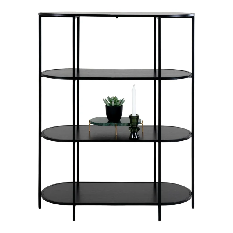 Vita Shelf - Oval shelf with black frame and 4 black shelves Bestel Nu