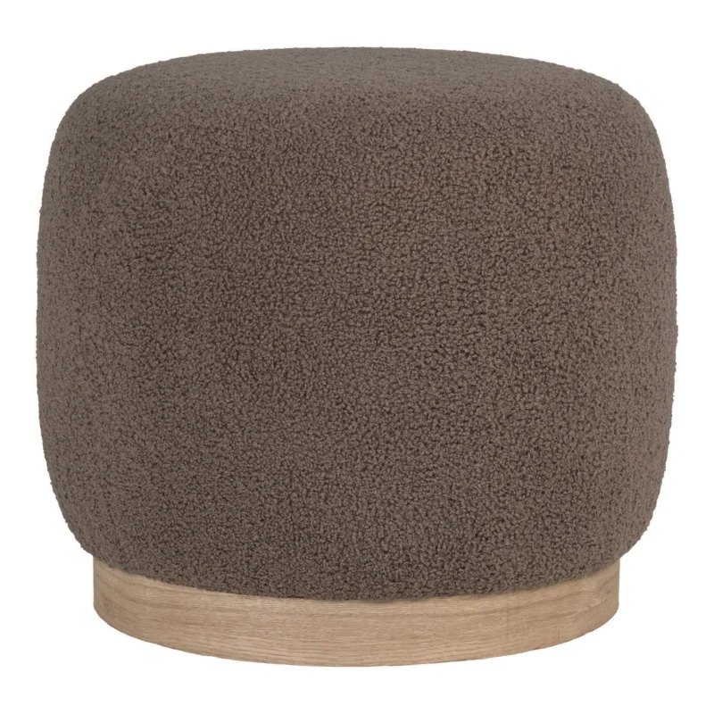 Belfort Pouf - Pouf in bouclé, brown, Ø44,5x40 cm Laatste Versie