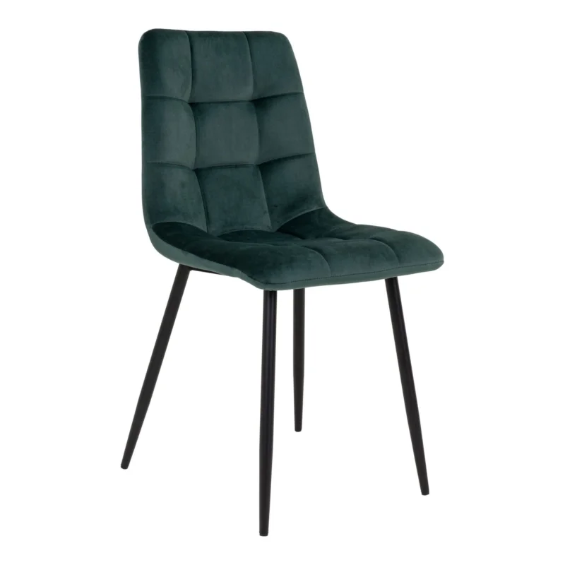 Beste Prijs Middelfart Dining Chair - Chair in dark green velvet with black legs