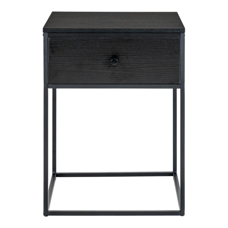 Actieprijs Vita Bedside table with 1 drawer - Bedside table with 1 drawer, black with black drawer
