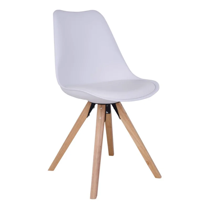 Bergen Dining Chair - Chair in white with natural wood legs Seizoensaanbieding