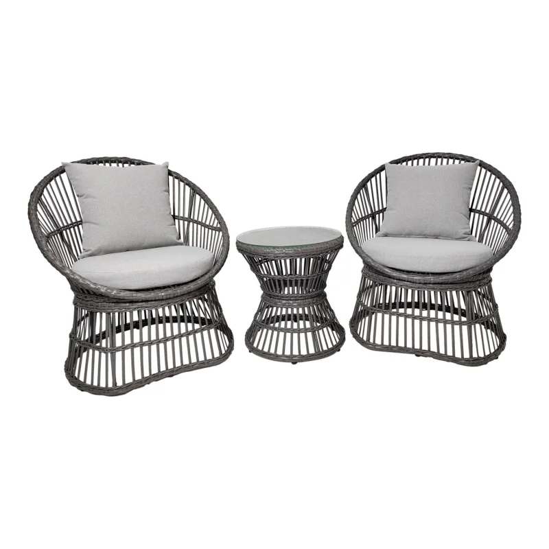 Veilige Betaling Natal Lounge Set - Lounge Set, rattan, grey, incl. Cushions