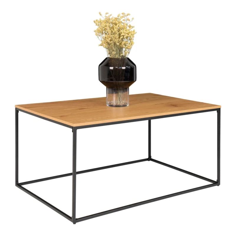 Vita Coffee Table - Coffee table with black frame and oak look top 90x60x45 cm Seizoensaanbieding