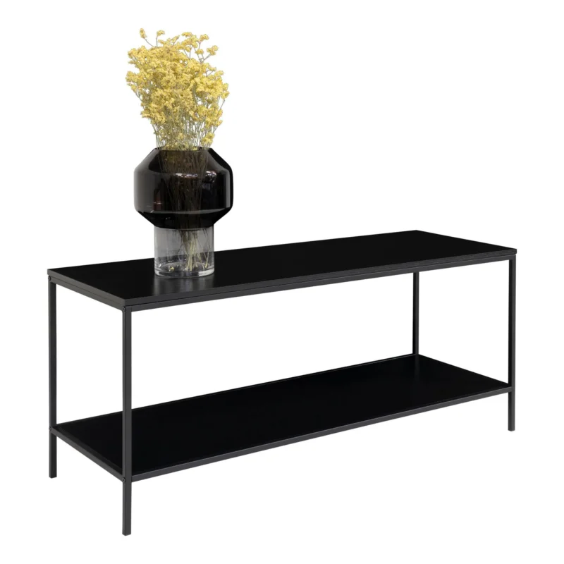 Vita TV Stand - TV table with black frame and two black shelves 100x36x45 cm Weekendaanbieding