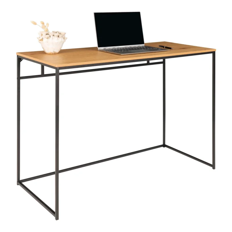 Vita Desk - Desk with black frame and oak look top 100x45x75 cm Gecertificeerd
