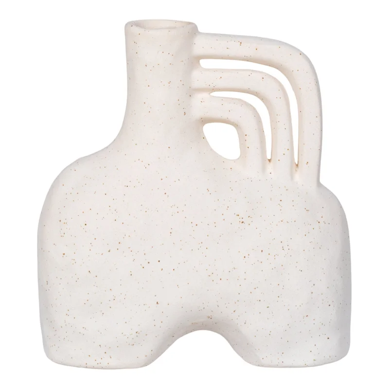 Vase - Vase, ceramic, beige, 18,5x8x19,5 cm Beperkte Voorraad
