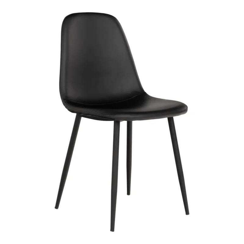 Uitverkoop Stockholm Dining Chair - Chair in black PU with black legs
