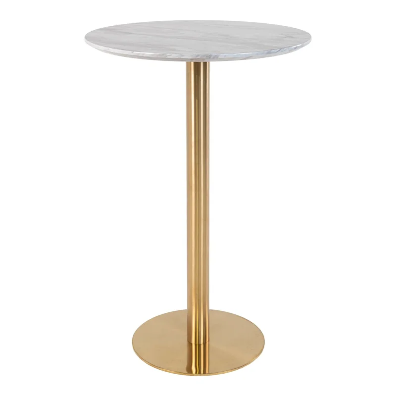 Bolzano Bar Table - Bar table with top in marble look and brass base ø70x105cm Seizoensaanbieding