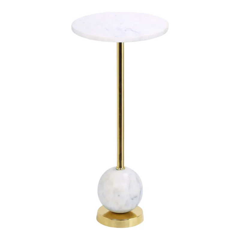 Alleen Vandaag Salo Side table - Side table in brass and marble Ø25,5x53 cm