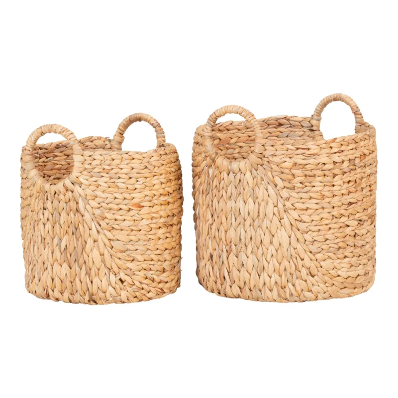 Weekendaanbieding Passo Baskets - Round baskets in waterhyacinth, set of 2