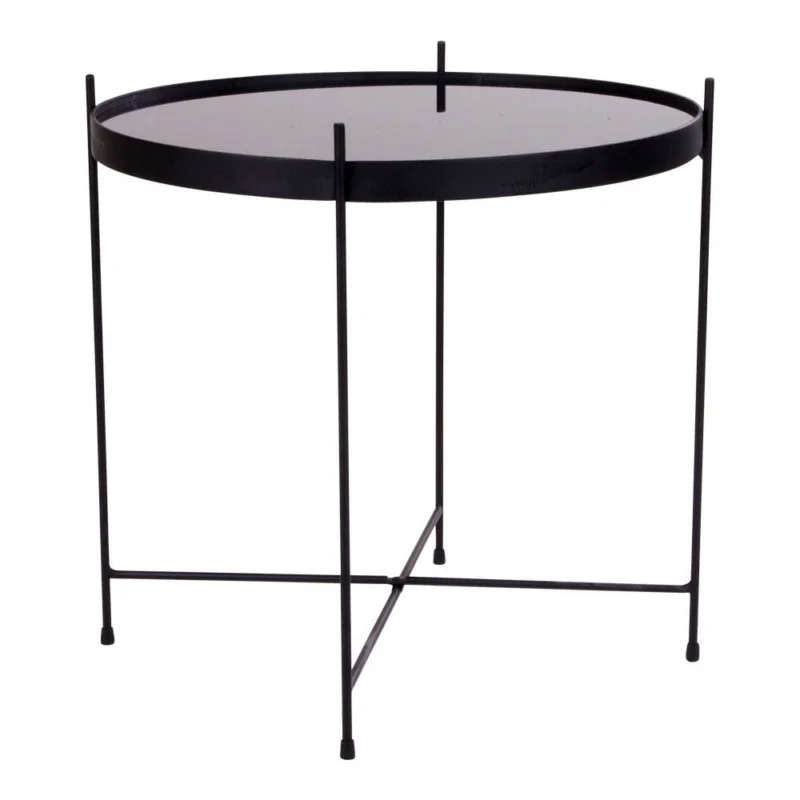 Venezia Coffee Table - Coffee table black powder coated steel with glass Ã¸48xh48cm Koop Vandaag