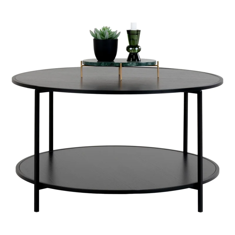 Beperkte Voorraad Vita Coffee Table - Round coffee table with black frame and black tops Ã¸80x45 cm