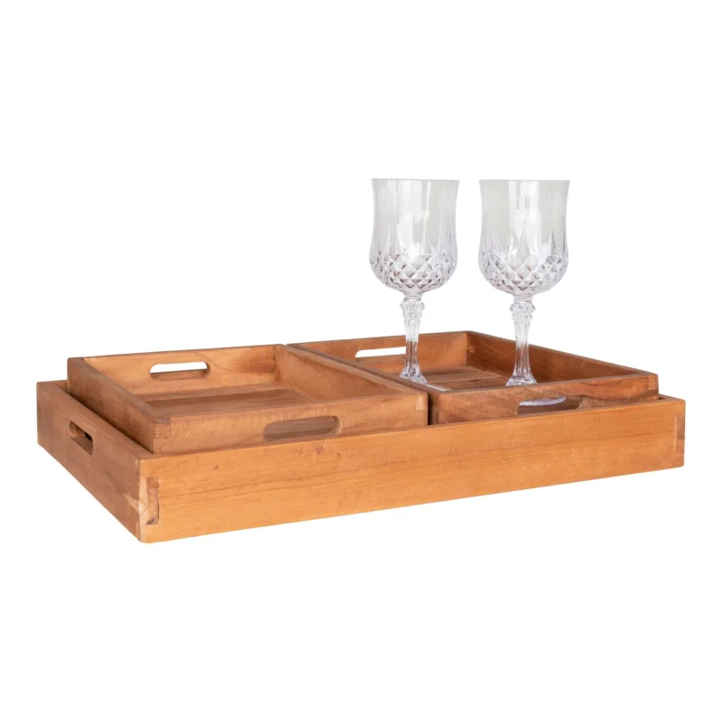 Beperkt Aanbod Faro Tray - 3 trays in teak