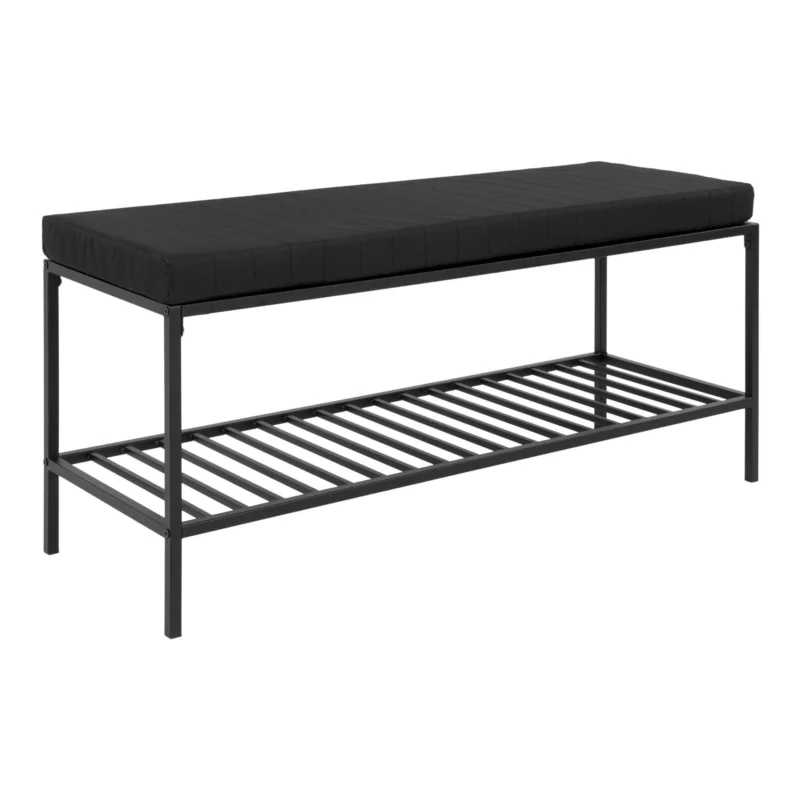 Betaalbaar Vita Bench - Bench in black frame and 1 black shelve and cushion