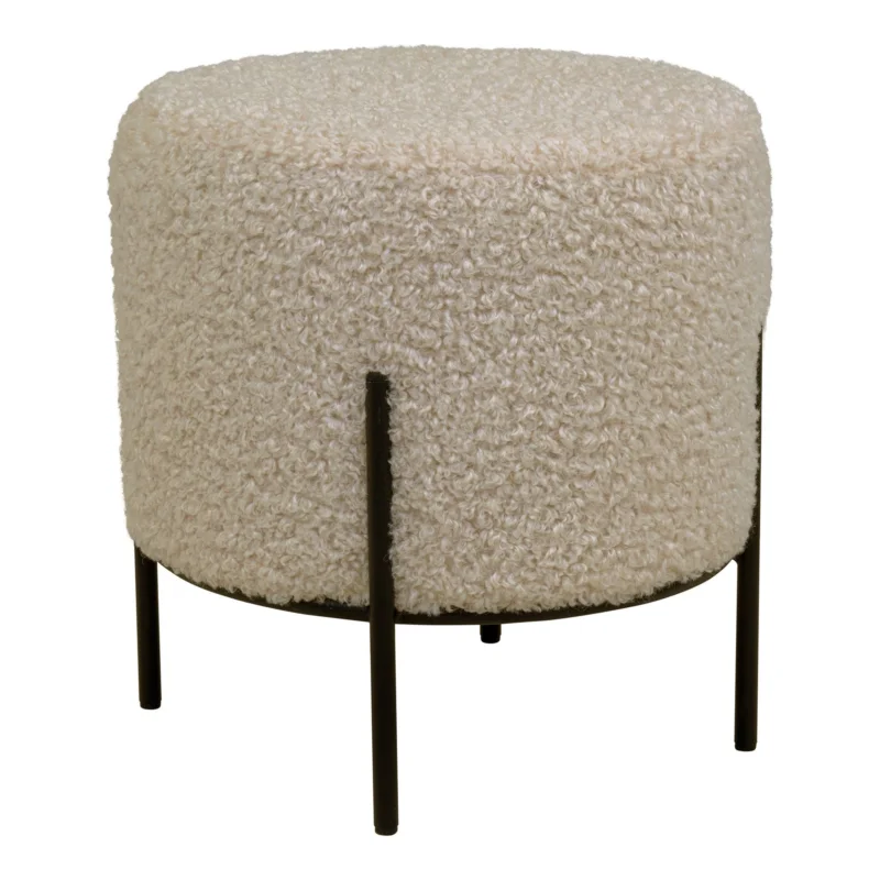 Beste Prijs Alford Pouf - Pouf in grey-brown artificial lambskin