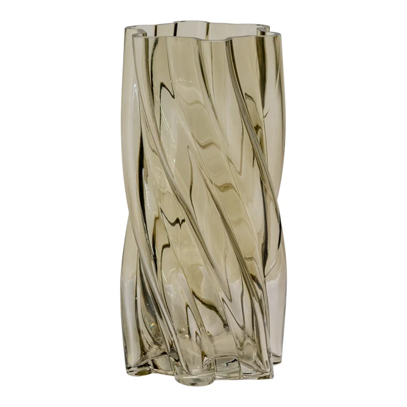 Vase - Vase, mouth blown glass, smoked green, ø12,5x25 cm Snelle Levering
