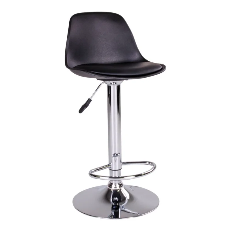 Trondheim Bar Chair - Bar chair in black with chrome legs Nieuw