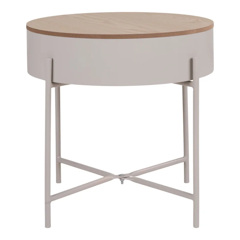 Tijdelijk Beschikbaar Sisco Side Table - Side table in beige-light grey powdercoated steel, Ø40x40 cm