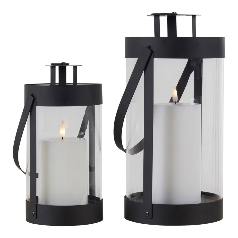 Bondi Lantern - 2 round lanterns in black with handle Tijdelijk Beschikbaar