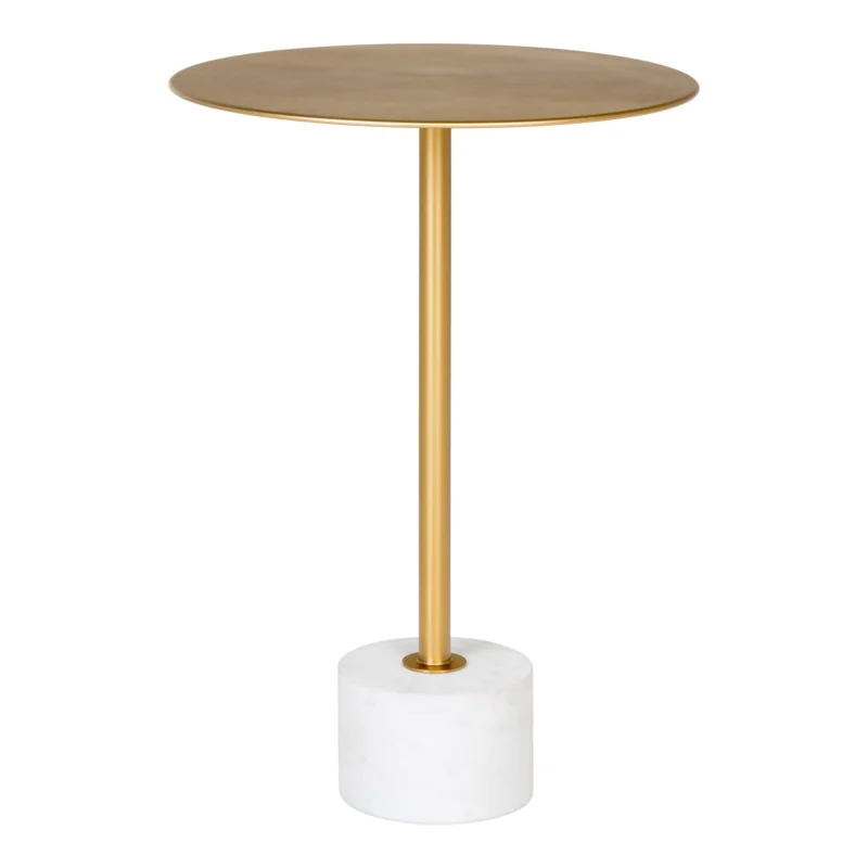 Superprijs Lecco Side table - Side table in brass and marble Ø41x58 cm