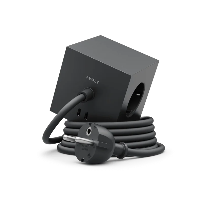 AVOLT Square 1 with 30W Dual USBC & Magnetic base - 1.8m - Stockholm Black Rechtstreeks Van De Fabrikant