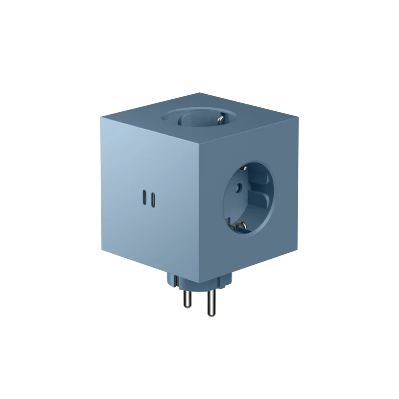 AVOLT Square 2 Socket extender with 30W Dual USBC - Shark Blue Gecertificeerd