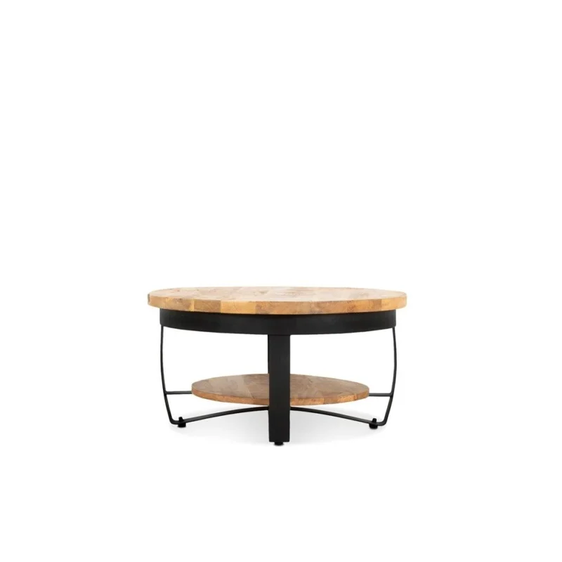 Benoa Salontafel Paras Metaal 65 Black Iron Stand, Wood Natural finish Snelle Levering