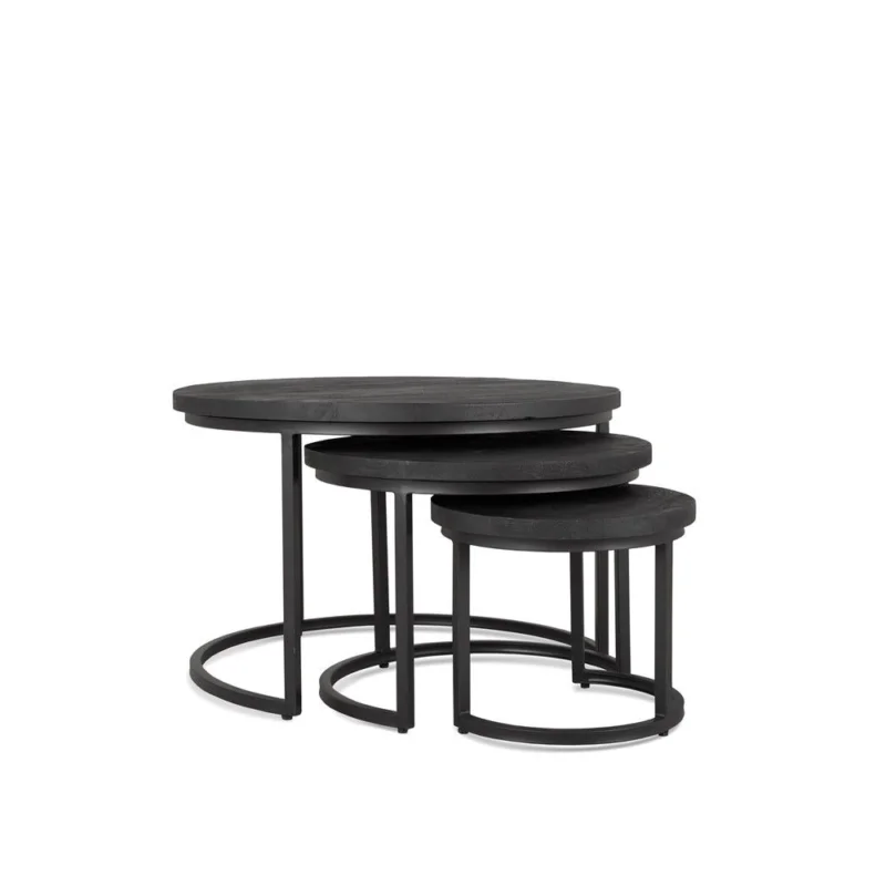 Benoa Salontafel Rylee Zwart Set van 3 Voordeelprijs