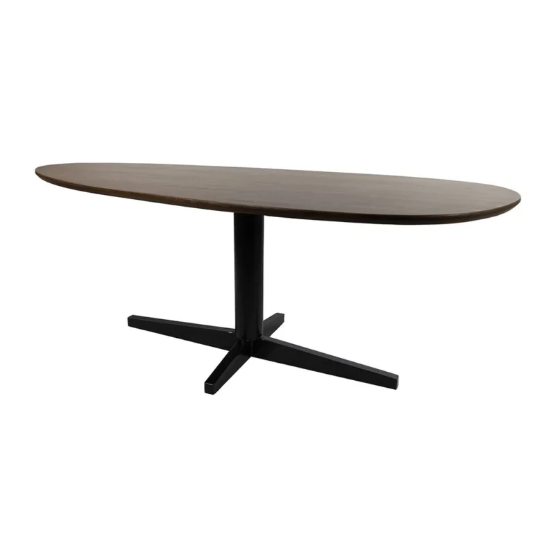 Tijdelijk Beschikbaar Nijwie Eettafel 160, organisch, poot Zwart, Mango Bruin Walnoot