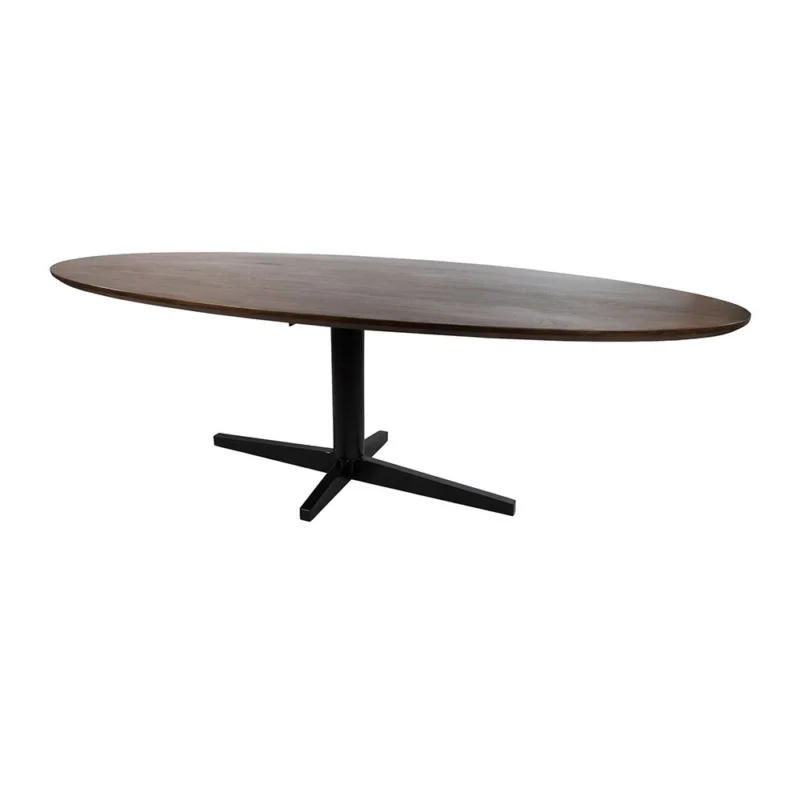 Tijdelijk Beschikbaar Nijwie Eettafel 190, ovaal, poot Zwart, Mango Bruin Walnoot